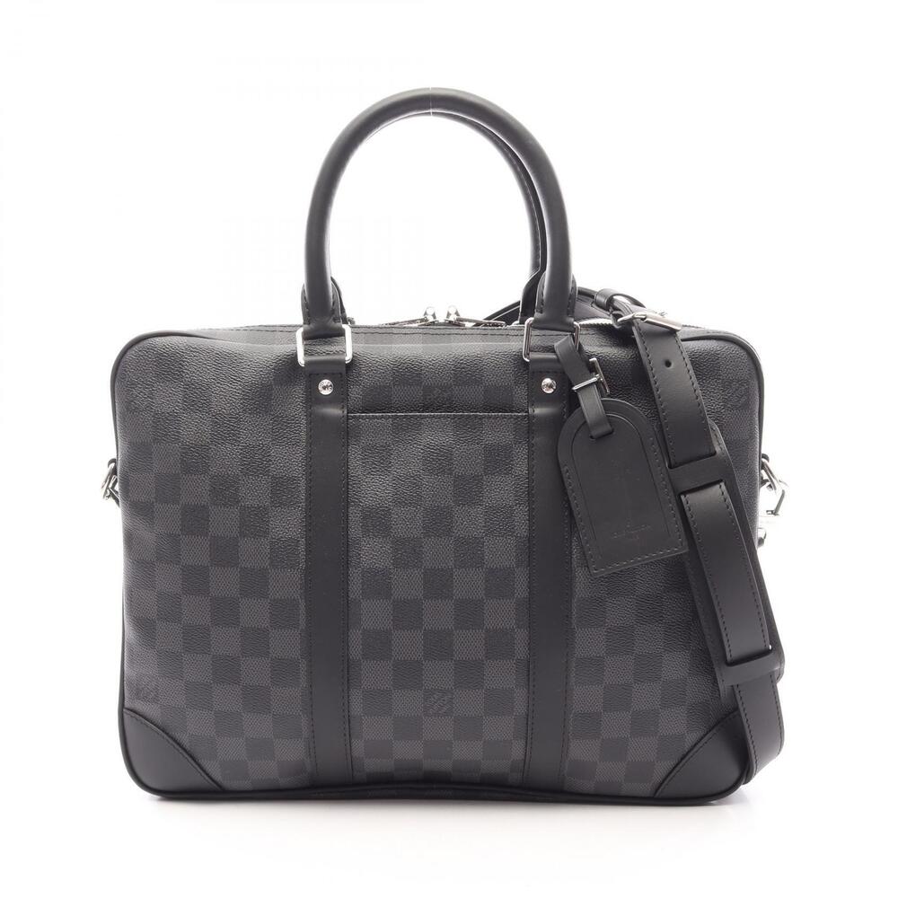 Louis Vuitton Porte Document Voyage Damier Briefcase Bag Canvas Graphite Black